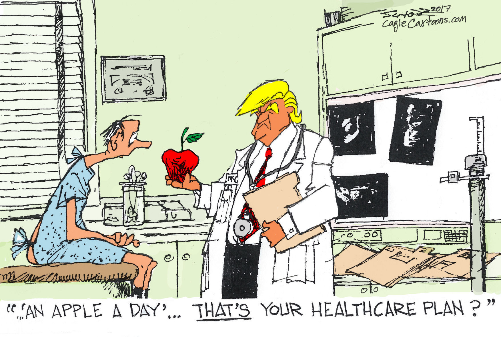 an apple a day by Bill Schorr, Cagle Cartoons